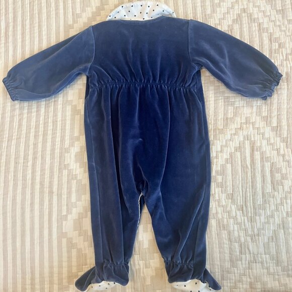 Petit Bateau Vintage Velvet Onesie w/ Peter Pan Heart Collar - Picture 4 of 4